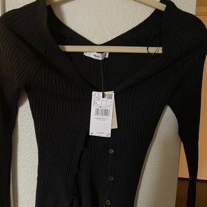 Mango Black Cardi Ribbed Sweater